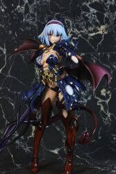 Rule 34 | 1girl, absurdres, bat wings, blue hair, breast tattoo, breasts, breasts apart, cleavage, corruption, corset, demon girl, demon horns, demon tail, demon wings, facial tattoo, figure, full body, gem, gluteal fold, heart, heart tattoo, highres, hokke, horns, jewelry, large breasts, living clothes, living shadow, living weapon, looking at viewer, low wings, microskirt, miniskirt, monster girl, monster girl encyclopedia, monster girl encyclopedia world guide i: fallen maidens, navel, panties, pointy ears, revealing clothes, sagging breasts, seductive smile, simple background, skirt, slime (substance), smile, solo, standing, succubus (monster girl encyclopedia), succubus wilmarina, sweat, sword, tail, tattoo, thighhighs, thong, underwear, weapon, white background, wilmarina noscrim, wings