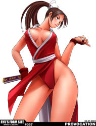 Rule 34 | 1girl, brown hair, cowboy shot, dated, fatal fury, gloves, hand fan, long hair, pelvic curtain, ponytail, revealing clothes, ryu (ryu&#039;s form site), shiranui mai, simple background, snk, solo, the king of fighters, white background
