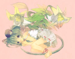 Rule 34 | 1girl, animal ears, ankle ribbon, barefoot, bloomers, feet, female focus, flower, grey hair, leg ribbon, looking at viewer, mouse ears, mouse tail, nazrin, red eyes, ribbon, shippo (skink), short hair, skink, solo, tail, tears, touhou, underwear