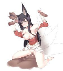 Rule 34 | 1girl, 4boys, ahri (league of legends), animal ears, breasts, clothed sex, cum, cum in ear, cum in pussy, disembodied penis, double handjob, ear insertion, earjob, facial, facial mark, fox ears, fox tail, group sex, handjob, highres, large breasts, league of legends, long hair, multiple boys, multiple penises, nipples, no bra, no panties, open mouth, penis, pussy, rape, sex, solo focus, tail, tama (tamatamo), uncensored, vaginal, whisker markings, yellow eyes