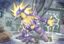 Rule 34 | black eyes, commentary request, creatures (company), dated, electricity, full body, furry, game freak, gen 8 pokemon, highres, indoors, katkichi, nintendo, pokemon, pokemon (creature), signature, solo, spikes, toes, toxtricity, toxtricity (amped)