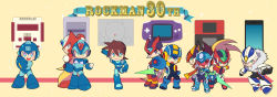 Rule 34 | 6+boys, aile (mega man zx), anniversary, arm cannon, bad id, bad pixiv id, beam saber, blonde hair, blue eyes, blue helmet, boots, brown hair, buster, capcom, cellphone, chibi, copyright name, energy sword, famicom, fur collar, game boy advance, game console, geo stelar (mega man), green eyes, grey (mega man), handheld game console, helmet, highres, hoshikawa subaru, long hair, male focus, mega man (character), mega man (classic), mega man (series), mega man battle network, mega man battle network (series), mega man legends (series), mega man star force, mega man volnutt, mega man x (series), mega man zero (series), mega man zx, mega man zx advent, megaman.exe, model a (mega man), model zx (mega man), multiple boys, nes, nintendo ds, open mouth, outstretched arm, over-1 (mega man), phone, playstation 1, red helmet, rockman xover, running, smartphone, smile, super famicom, sword, text focus, vent (mega man), video game, visor, weapon, x (mega man), zero(z) (mega man), zero (mega man)