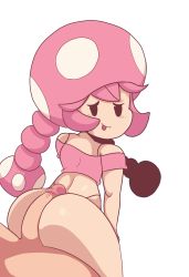 Rule 34 | 1boy, 1girl, ass, buttjob, highres, naughty face, nintendo, penis, toadette, tongue, tongue out, twintails
