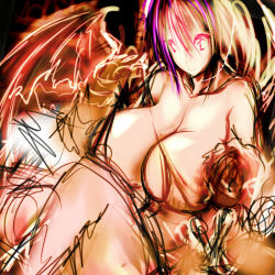 Rule 34 | age difference, bra, bra lift, breast smother, breasts, brother and sister, child, demon, demon wings, huge breasts, original, siblings, sketch, tsukasawa takamatsu, underwear, wings