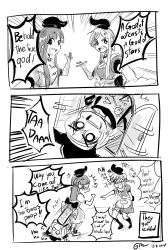 Rule 34 | &gt;:d, +++, 3koma, :d, puff of air, ^^^, anger vein, angry, apron, blank eyes, comic, commentary, crying, crying with eyes open, dated, door, dress, emphasis lines, english text, engrish text, gapangman, greyscale, hat, highres, laughing, long hair, matara okina, monochrome, nishida satono, o o, open mouth, pointing, profanity, puffy short sleeves, puffy sleeves, ranguage, short sleeves, sketch, smile, standing, tabard, tears, teireida mai, touhou, upside-down, upskirt, v-shaped eyebrows