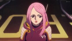 Rule 34 | animated, ass, ass focus, gluteal fold, huge ass, jewelry bonney, jewelry bonney (egghead), one piece, panties, pink hair, screencap, sound, tagme, thighhighs, toei animation, underwear, video, walking