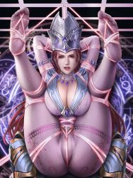 Rule 34 | angry, bad id, bad pixiv id, bdsm, bibi dong (douluo dalu), bondage, bound, breasts, crown, douluo dalu, dress, feet, foreshortening, highres, large breasts, legs, ponytail, purple dress, queen, thighhighs