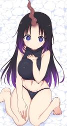 Rule 34 | 1girl, breasts, cool-kyou shinja, elma (maidragon), kobayashi-san chi no maidragon, large breasts, long hair, navel, purple eyes, purple hair, thick thighs, thighs