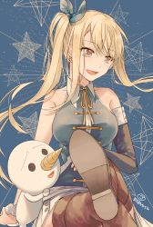 Rule 34 | 1girl, arm support, bare shoulders, blonde hair, boots, breasts, commentary request, earrings, elbow gloves, fairy tail, gloves, jewelry, kaerurokuroku24, large breasts, long hair, lucy heartfilia, open mouth, plue, side ponytail, sitting, solo, thigh boots, thighhighs, tongue