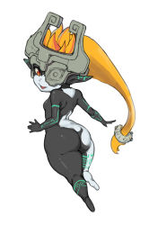 Rule 34 | 1girl, ass, breasts, colored skin, fang, highres, kachobi (user atuh5854), looking back, midna, multicolored skin, nintendo, one eye covered, open mouth, small breasts, solo, the legend of zelda, the legend of zelda: twilight princess, thick thighs, thighs