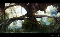 Rule 34 | 1other, animal ears, bad id, bad pixiv id, bridge, cloud, fantasy, flag, hayama shigure, highres, jacket, ladder, letterboxed, making-of available, original, outdoors, paw print, scenery, sign, skirt, tail, tree, windmill