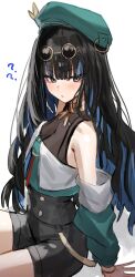 Rule 34 | black hair, blue hair, eyewear on head, fate/grand order, fate (series), green hat, hat, highres, horn/wood, jewelry, long hair, multicolored hair, solo, tenochtitlan (fate), tenochtitlan (second ascension) (fate)