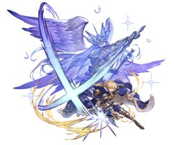 Rule 34 | 10s, 1boy, alpha transparency, armor, attack, blonde hair, blue cape, blue eyes, boots, cape, diffraction spikes, full body, gauntlets, granblue fantasy, holding, holding sword, holding weapon, incoming attack, looking at viewer, male focus, minaba hideo, official art, open mouth, romeo (granblue fantasy), short hair, solo, sword, transparent background, weapon