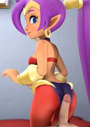 Rule 34 | 1girl, 3d, animated, animated gif, ass, ass shake, blue eyes, buttjob, hip focus, looking back, lowres, penis, pointy ears, purple hair, redmoa, rubbing, shantae, shantae (series), uncensored