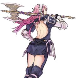 Rule 34 | 1girl, axe, cherche (fire emblem), fire emblem, fire emblem awakening, full body, holding, holding axe, holding weapon, kamu (kamuuei), long hair, looking at viewer, nintendo, pink hair, simple background, smile, solo, weapon