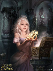 Rule 34 | 1girl, bare shoulders, blonde hair, blue eyes, brown eyes, collarbone, commentary, dong-wook shin, dress, glowing, glowing eyes, gown, high heels, highres, holding, holding shoes, image sample, legend of the cryptids, lips, long hair, off-shoulder dress, off shoulder, princess, princess rodes, realistic, shoes, solo focus, statue, stiletto heels, tiara, treasure chest