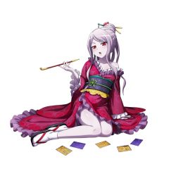Rule 34 | 1girl, japanese clothes, kimono, official art, overlord (maruyama), red eyes, shalltear bloodfallen, solo, tagme, transparent background, vampire, white hair