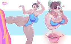 Rule 34 | bikini, breasts, capcom, chun-li, cleft of venus, crystalcheese (artist), large breasts, lips, md5 mismatch, nail polish, street fighter, swimsuit, thick thighs, thighs