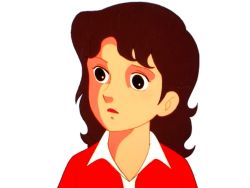 1980s_(style) brown_eyes brown_hair child long_hair oldschool retro_artstyle shikishima_makiko simple_background tetsujin_28-gou