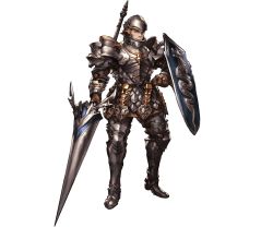 Rule 34 | 10s, 1boy, armor, armored boots, boots, brown eyes, brown hair, deliford, full armor, full body, gloves, granblue fantasy, helmet, male focus, matching hair/eyes, minaba hideo, official art, polearm, shield, solo, spear, transparent background, weapon