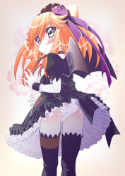 Rule 34 | 1girl, anyamal tantei kirumin zoo, ass, bat wings, black thighhighs, blonde hair, blue eyes, blush, boots, breasts, cameltoe, cleavage cutout, clothing cutout, female focus, from behind, gothic lolita, hairband, hatori kanon, headdress, highres, large breasts, lolita fashion, long hair, looking back, nipples, panties, petticoat, pussy, ribbon, solo, thighhighs, underwear, wings, zf mizunokei