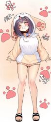 Rule 34 | 1girl, absurdres, animal ears, blush, closed eyes, dog ears, fucked the world tree, gu-seul, happy, highres, no shorts, official art, open mouth, purple hair, smile, sweater, white sweater