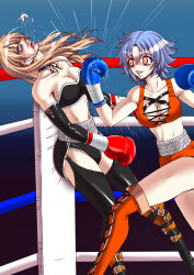 Rule 34 | 2girls, blood, boxing, boxing gloves, boxing ring, catfight, defeat, multiple girls, santos, unconscious