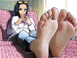 Rule 34 | barefoot, collared shirt, nico robin, one piece, photo-referenced, self-upload, shirt, soles, solo, tagme