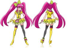 Rule 34 | 10s, 1girl, aino megumi, alternate form, asymmetrical footwear, asymmetrical legwear, black thighhighs, boots, bow, brooch, cure lovely, cure lovely (lollipop hip hop), dual persona, earrings, frills, full body, hair bow, hand on own hip, happinesscharge precure!, heart, heart brooch, high heel boots, high heels, hood, hood down, hooded jacket, jacket, jewelry, layered skirt, long hair, looking at viewer, magical girl, mismatched footwear, multiple views, official art, pink eyes, pink hair, precure, satou masayuki, shoes, short sleeves, single boot, single shoe, single thigh boot, skirt, smile, star (symbol), star earrings, thigh boots, thighhighs, transparent background, twintails, uneven legwear, unzipped, very long hair, white background, wrist cuffs, wristband, yellow footwear, yellow jacket, zettai ryouiki