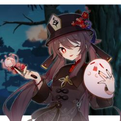 Rule 34 | + +, 1girl, :p, black hat, blurry, blurry background, branch, brown hair, chinese clothes, flower, genshin impact, ghost, hair between eyes, hat, holding, holding flower, hu tao (genshin impact), ileyday, jewelry, long hair, long sleeves, looking at viewer, night, night sky, one eye closed, outdoors, red eyes, red flower, ring, sky, solo, tongue, tongue out, tree, twintails