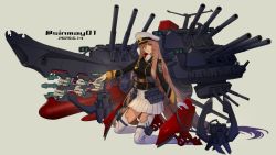 Rule 34 | 1girl, absurdly long hair, anchor, black jacket, boots, brown eyes, brown hair, chain, gloves, hat, highres, jacket, long hair, long sleeves, mecha musume, military, military jacket, military uniform, missile, peaked cap, personification, pleated skirt, science fiction, shinmai (kyata), skirt, solo, spacecraft, thigh boots, thighhighs, turret, uchuu senkan yamato, uniform, very long hair, wave motion gun, white footwear, white gloves, white hat, white skirt, yamato (uchuu senkan yamato)