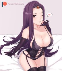 Rule 34 | 1girl, absurdres, breasts, cleavage, fire emblem, highres, large breasts, lilshironeko, long hair, nintendo, one eye closed, purple hair, sonya (fire emblem gaiden)