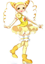 Rule 34 | 00s, arm warmers, bad id, bad pixiv id, bespectacled, blonde hair, blush, boots, brooch, bug, butterfly, cone hair bun, cure lemonade, glasses, hair bun, hair ornament, haru (nature life), insect, jewelry, kasugano urara (yes! precure 5), long hair, magical girl, open mouth, precure, skirt, smile, solo, thighhighs, twintails, vest, yellow eyes, yellow thighhighs, yes! precure 5, yes! precure 5 gogo!