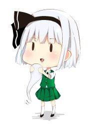 Rule 34 | 1girl, bad id, bad pixiv id, chibi, commentary, error musume, girl holding a cat (kancolle), hairband, hitodama, holding, holding up, kantai collection, konpaku youmu, konpaku youmu (ghost), open mouth, parody, puririn, ribbon, shirt, short hair, silver hair, simple background, skirt, solo, touhou, triangle mouth, white background, | |