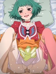 Rule 34 | 1boy, 1girl, blush, censored, clothed sex, farah oersted, green hair, mosaic censoring, namco, penis, pillow, pussy, sex, solo focus, tagme, tales of (series), tales of eternia, tomu (tomubobu), vaginal