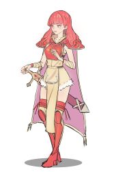 Rule 34 | 1girl, absurdres, armor, cape, celica (fire emblem), dress, earrings, fire emblem, fire emblem echoes: shadows of valentia, fire emblem gaiden, fire emblem heroes, gloves, highres, jewelry, kiritzugu, long hair, nintendo, pelvic curtain, red eyes, red hair, simple background, sketch, solo, thighhighs, weapon