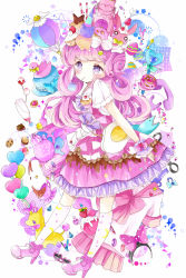 Rule 34 | 1girl, absurdres, aircraft, animal print, antique phone, arrow (projectile), baby bottle, bad id, bad pixiv id, badge, bag, balloon, bird, blue bow, blush, bottle, bow, bowtie, blowing bubbles, button badge, candy wrapper, castle, cherry, chocolate chip cookie, commentary request, computer, cookie, cookie hair ornament, corded phone, cosmetics, crescent, crescent print, cup, cupcake, diagonal stripes, diamond (gemstone), double bun, double scoop, doughnut hair bun, doughnut hair ornament, dress, duck, easter egg, egg, egg (food), elephant, flag, flower, food, food-themed clothes, food-themed hair ornament, fried egg, frilled bow, frilled dress, frills, fruit, gem, giraffe, hair bun, hair ornament, hair rings, hand drill, handbag, hat, hat bow, unworn hat, head tilt, headband, unworn headband, headphones, headphones removed, unworn headwear, heart, heart-shaped eyewear, heart-shaped sunglasses, heart balloon, heart hair ornament, hexagram, high heels, highres, hot air balloon, ice cream, kneehighs, lace, laptop, layered dress, letter, lipstick, lipstick tube, long hair, looking at viewer, looking to the side, love letter, makeup, mouth hold, nail polish bottle, original, pearl (gemstone), phone, pill, pink bow, pink bowtie, pink dress, pink flower, pink footwear, pink hair, pink rose, pink skirt, pink theme, plaid, pleated skirt, polka dot, polka dot bow, power drill, power tool, print socks, purple bow, purple eyes, rabbit, rabbit hair ornament, rabbit print, rose, rotary phone, school uniform, serafuku, shark, sharp teeth, shirt, unworn shirt, shoes, short sleeves, single wing, skirt, unworn skirt, socks, solo, sparkle, spoon, star (symbol), star hair ornament, star of david, star print, strawberry, striped, takoyaki, tareme, tea, teacup, teapot, teeth, triangle, tsukiyo (skymint), wand, water gun, whipped cream, white shirt, white socks, wings, wrist cuffs, yellow bow