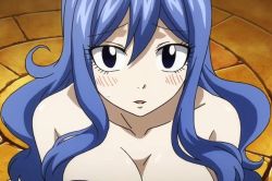 Rule 34 | 1girl, blue eyes, blue hair, blush, breasts, cleavage, fairy tail, juvia lockser, large breasts, long hair, solo