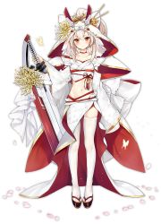 Rule 34 | 1girl, alternate costume, ayanami (azur lane), ayanami (demon&#039;s finest dress) (azur lane), azur lane, blonde hair, blush, breasts, bridal veil, cleavage, closed mouth, collarbone, full body, heart, holding, holding sword, holding weapon, japanese clothes, kimono, looking at viewer, medium breasts, navel, official art, ootsuki momiji, petals, red eyes, sandals, sheath, short hair, skindentation, solo, straight-on, sword, thighhighs, transparent background, uchikake, unsheathing, veil, weapon, white thighhighs