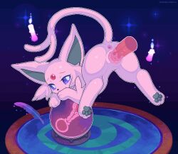 Rule 34 | 1girl, animal penis, animated, animated gif, anus, ass, blue eyes, blue sclera, candle, cat tail, clitoris, closed eyes, colored sclera, creatures (company), cross-section, crystal ball, disembodied penis, espeon, eyelashes, fang, feathers, fire, floating, forehead jewel, furry, game freak, gen 2 pokemon, gradient background, hand on own face, happy, happy sex, kemocamotli, knotted penis, levitation, long ears, looking at viewer, looking back, looping animation, nintendo, nude, one eye closed, open mouth, pawpads, penis, pink hair, pixel art, pokemon, pokemon (creature), pussy juice, sex, smile, star (symbol), starry background, stomach bulge, sweat, tail, thighs, uncensored, vaginal