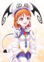 Rule 34 | absurdres, dvermayo, gloves, hat, highres, looking at viewer, love live!, love live! sunshine!!, medium hair, open mouth, red eyes, takami chika, white gloves