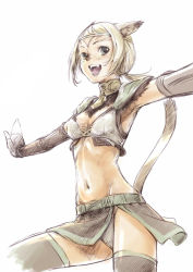 Rule 34 | 00s, 1girl, animal ears, bad id, bad pixiv id, blonde hair, branch (blackrabbits), circlet, fang, fangs, final fantasy, final fantasy xi, flat chest, mithra (ff11), short hair, solo, tail, thighhighs