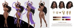 Rule 34 | 1girl, absurdres, anklet, arms up, ass, barefoot, belly dancer, bootybear, breasts, cleft of venus, completely nude, concept art, curvy, dark-skinned female, dark skin, earrings, female focus, full body, highres, huge ass, huge breasts, indie virtual youtuber, jewelry, lip biting, lipstick, long hair, looking at viewer, makeup, navel, nude, pubic tattoo, solo, tattoo, vexoria the sun eater, virtual youtuber, yellow eyes