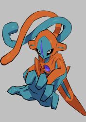 Rule 34 | absurdres, af (afloatisland), creatures (company), deoxys, deoxys (normal), expressionless, full body, game freak, gen 3 pokemon, highres, looking at viewer, mythical pokemon, nintendo, no humans, pokemon, pokemon (creature), reaching, reaching towards viewer, simple background