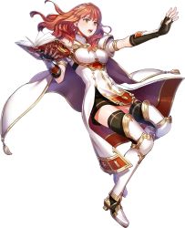 Rule 34 | 1girl, arm guards, armor, armored boots, black thighhighs, book, boots, breastplate, cape, celica (fire emblem), detached collar, dress, earrings, fingerless gloves, fire emblem, fire emblem echoes: shadows of valentia, fire emblem heroes, fujikawa arika, full body, gloves, hair ornament, hairband, highres, holding, jewelry, long hair, nintendo, official art, open mouth, puffy sleeves, red armor, red eyes, red hair, short sleeves, solo, thighhighs, tiara, transparent background, white armor, zettai ryouiki