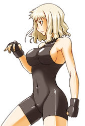 Rule 34 | 00s, 1girl, blonde hair, bodysuit, breasts, covered navel, fate/hollow ataraxia, fate/stay night, fate (series), fingerless gloves, fue (rhomphair), gloves, latex, leysritt (fate), lowres, sideboob, solo, unitard
