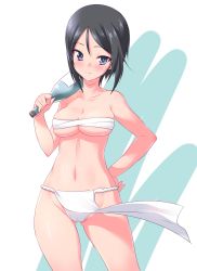 Rule 34 | 1girl, absurdres, black eyes, black hair, blush, bottle, breasts, chouno ami, closed mouth, collarbone, commentary request, cowboy shot, fundoshi, girls und panzer, gluteal fold, groin, hand on own hip, head tilt, highres, holding, holding bottle, japanese clothes, kuzuryuu kennosuke, large breasts, looking at viewer, navel, pelvic curtain, sarashi, short hair, skindentation, smile, solo, standing, swept bangs, thighs, underwear, underwear only, white background, wind