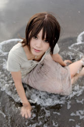 Rule 34 | asian, beach, brown hair, kipi-san, photo (medium), sand, short hair, water
