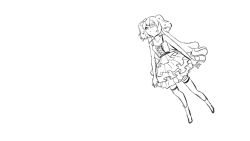 Rule 34 | 1girl, akai haato, bare arms, bare shoulders, boots, closed mouth, dress, dutch angle, eyepatch, greyscale, heart, highres, hololive, layered dress, long hair, looking away, monochrome, pleated dress, simple background, sleeveless, sleeveless dress, solo, thighhighs, thighhighs under boots, two side up, very long hair, virtual youtuber, white background, yoshiheihe