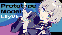 Rule 34 | 1girl, blue eyes, bow, bowtie, character name, english text, gloves, goddess of victory: nikke, grey hair, highres, liliweiss (nikke), military uniform, shiny eyes, short hair, side cape, solo, star-shaped pupils, star (symbol), subarare, symbol-shaped pupils, two-tone cape, uniform, upper body, white bow, white bowtie, white gloves, white hair